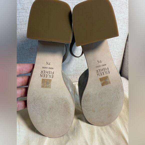 Eileen Fisher Suede Dota Pumps Earth Tan Women’s Size 7.5 New Block Heel Leather - Picture 8 of 9